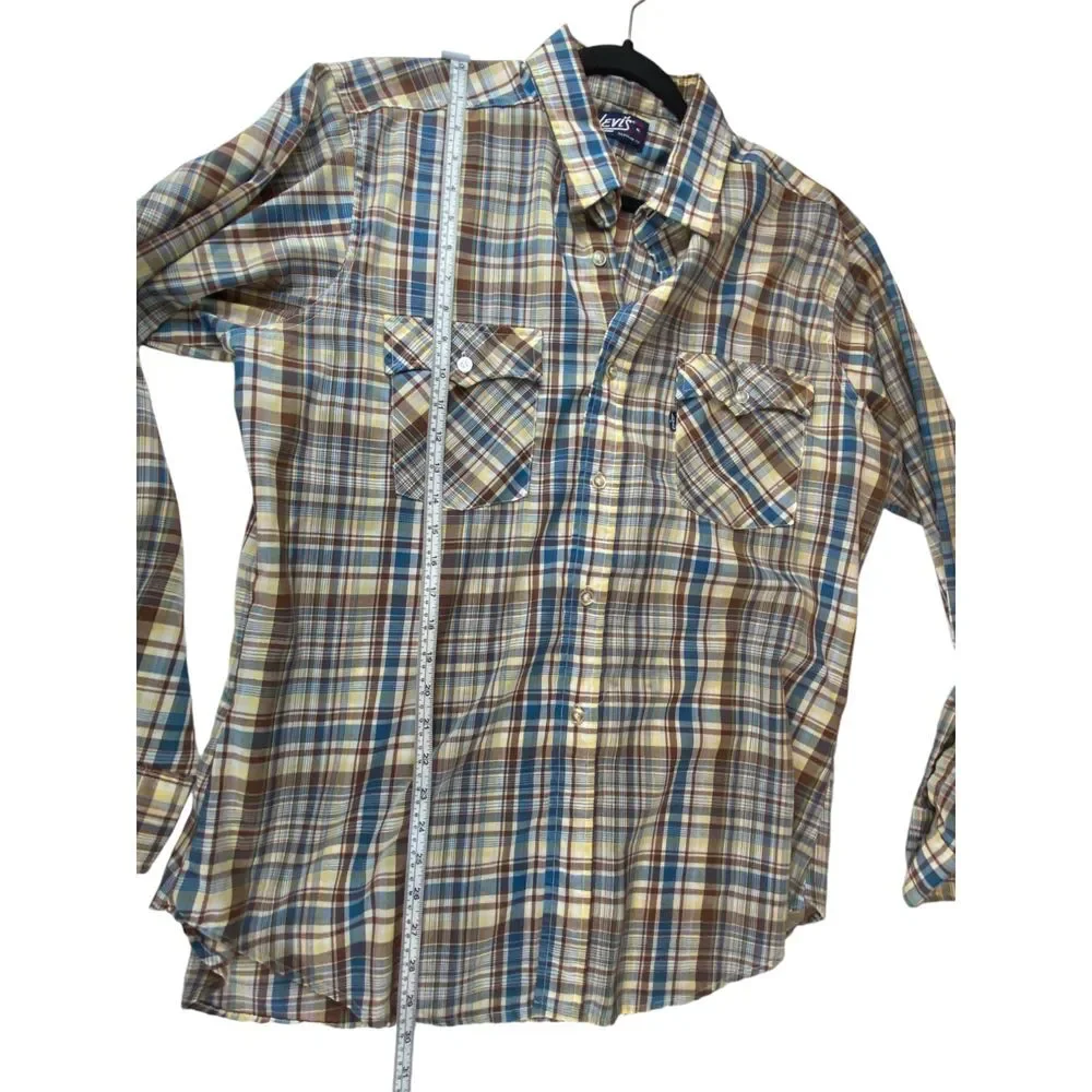 Levis Button Up Shirt Multicolor Plaid Mens Size XL Western‎ Cowboy Ranch Rodeo
